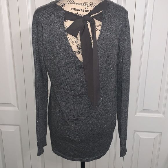 𝅺color Block Open Back Sweater Gray/Silver - Picture 2 of 13